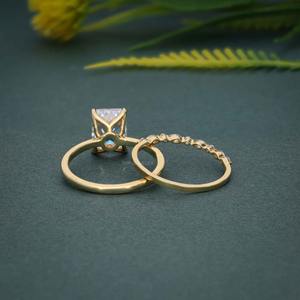 Ensemble de mariage élégant en diamant de laboratoire taille radiant avec alliance en or 14 carats pour femme, bijoux fins à bas prix - Product Image 6