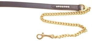 Laisse de cheval en cuir robuste professionnelle avec poignée et chaîne en strass pour chevaux de spectacle, équipement équestre durable - Product Image 6
