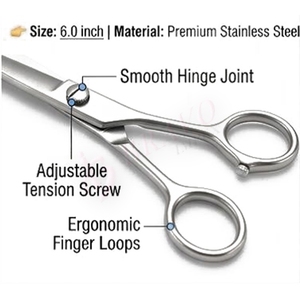 กรรไกรตัดผมระดับพรีเมียม ด้ามจับคู่ ปลายกรรไกรแบบพิเศษ ชุบโครเมียมสีเงิน สำหรับตัดผมในร้านเสริมสวย - Product Image 4