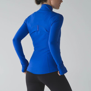 <b>Women</b> Full Zip Seamless Windproof Yoga Jacket Slim Fit Stand Solid Color Sports <b>Top</b> <b>Long</b> Sleeve Activewear for Gym Running - Product Image 2