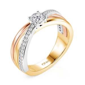 Jeulia Handmade Platinum-Plated 10K Gold Diamond Crossover Wedding <b>Ring</b> for Women - Product Image 2