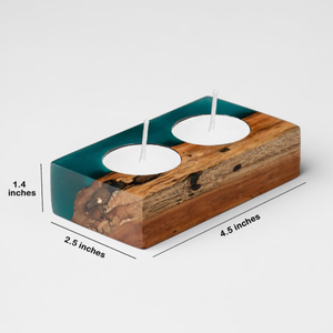 Handmade Rustic Wood Resin <b>Tealight</b> <b>Candle</b> Holder Personalized Cozy Home Decor Accent for Diwali <b>Candles</b> Fragrance Accessories - Product Image 3