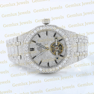 Hot Selling Full White 14k Gold Plated Auto Date Pass Diamond Tester Iced Out D VVS Moissanite Diamond Hip Hop <b>Watch</b> - Product Image 5