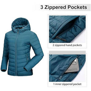 Chaqueta de Invierno Cálida para Mujer con Capucha Desmontable, Bolsillos con Cremallera, Chaqueta Corta Acolchada, Prenda Exterior Elegante para Clima Frío - Product Image 2