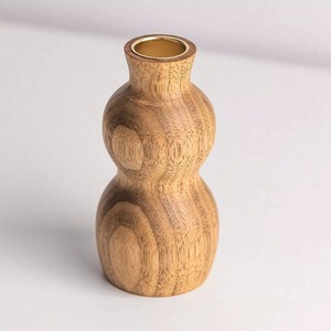 Hand turned wooden <b>candle</b> <b>holder</b> with unique grain patterns suitable for vintage rustic or boho home interior styling - Product Image 5