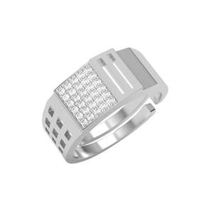 Anillos de Plata de Ley 925 de Primera Calidad para Hombre, Chapados en Rodio con Incrustaciones de Diamantes de Circonio con Patrón Geométrico, Joyería para Bodas - Product Image 1