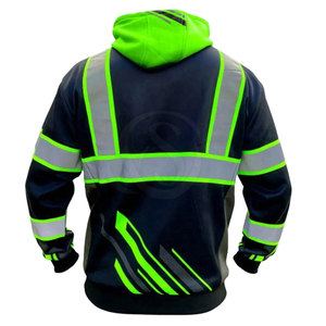 <b>Heavy</b> <b>Duty</b> Hi Vis Reflective ANSI Class 2 Waterproof Quick Dry Breathable Safety Hoodies <b>Zipper</b> Warm Lining Logo for Cold - Product Image 3