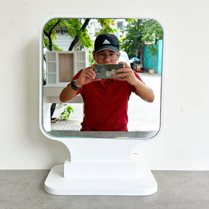 GNG012 Square White <b>Foldable</b> Desktop Makeup <b>Mirror</b> Single and Double Sided with Magnification LED Cosmetic <b>Mirror</b> - Product Image 2
