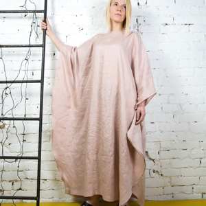 ชุดเดรสยาวผ้าลินินคาฟตันสำหรับผู้หญิง, เดรสยาวโอเวอร์ไซส์มาใหม่ชุดเดรสคาฟตันหรูหรา - Product Image 1