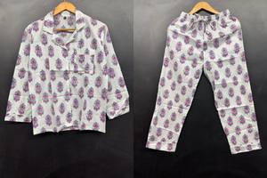 Conjunto de Pijama de Algodón Ligero y Cómodo, Ropa de Dormir Hecha a Mano en India, Unisex, Algodón Puro, Cintura Elástica, Casual para Verano y Primavera - Product Image 6