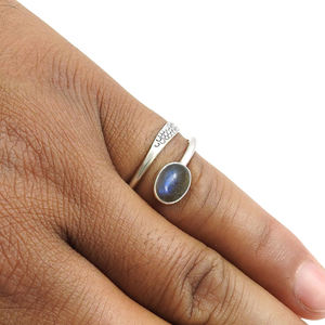 Anillos apilables de piedras preciosas de labradorita Natural de plata de ley fina superventas, joyería de diseñador hecha a mano con piedra de nacimiento fina para ella - Product Image 2