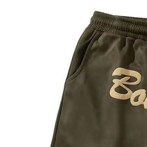 Short de lavage à l'acide de broderie d'impression de bouffée en détresse Baggy de Terry français pour les hommes confortables - Product Image 5