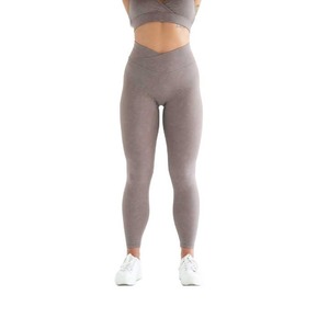 Pantalones de entrenamiento deportivos personalizados para mujer, mallas de Yoga con cintura cruzada y levantamiento de glúteos, mallas deportivas con cintura cortada en V cruzada para mujer - Product Image 5