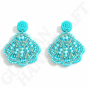 Pendientes de hoja de palma con cuentas Pendientes colgantes de inspiración tropical hechos a mano con un intrincado diseño de cuentas de semillas para verano, Vacaciones - Product Image 4