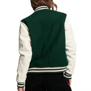 Stylish Women's Letterman Baseball <b>Jackets</b> Breathable Design Fashion Cotton Filling Embroidery <b>Sheep</b> <b>Skin</b> Sleeves Latest <b>Jacket</b> - Product Image 3