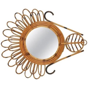 Miroir mural moderne rustique fait à la main en rotin naturel décoratif Art déco pour salon et décoration d'intérieur - Product Image 3