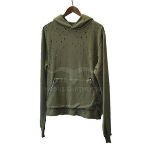 Vêtements décontractés d'hiver de qualité supérieure sweats à capuche en détresse pour adultes nouveauté respirant teint uni avec col à motif solide - Product Image 2