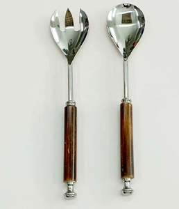 Cubiertos de estilo italiano hechos a mano, juego de cubiertos de acero, latón, Blanco, Negro, mango de resina, estilo real Vintage, acero inoxidable - Product Image 3