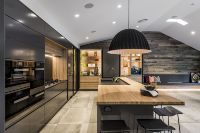 Kejia Lacquer Modular kustom desain dapur cospina lampu LED Modern lemari dapur perabot dapur rumah dengan Pulau