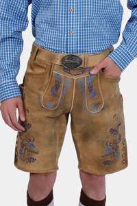 Shorts en cuir véritable pour homme, style Dirndl, Lederhosen bavarois traditionnel, pantalon à bretelles brodé, vêtements Eoin Winston - Product Image 3