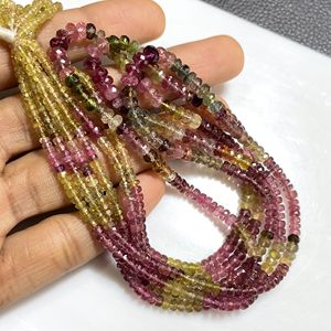 Cuentas de forma de Rondelle facetadas de turmalina múltiple, piedras preciosas naturales de calidad fina para la fabricación de joyas - Product Image 2