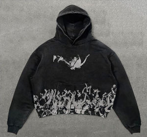 Sudadera con capucha y sudadera térmica unisex Sudadera con capucha bordada desgastada Sudadera con capucha de bloque de color con logotipo personalizado para hombre - Product Image 4