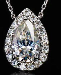 สร้อยคอเพชรโมอิสซาไนต์ทรงลูกแพร์ เงินแท้ 925 โมอิสซาไนต์ VVS เครื่องประดับเงินแท้ 925 เครื่องประดับฮิปฮอป - Product Image 2