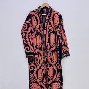 Veste en coton brodée Suzani pour femmes, longues vestes avec des caractéristiques de vêtements d'hiver pour le printemps, taille unique, robe d'été, cadeau - Product Image 5