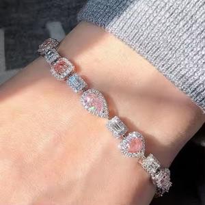 Bracelet de tennis en diamant avec pierre de mélange d'or minimaliste cadeau d'anniversaire romantique Moissanite pour femme - Product Image 1