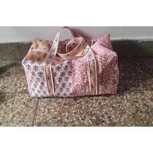 Durable Quilted Cotton Duffle <b>Bag</b> with 2 Compartments Unisex - Product Image 5