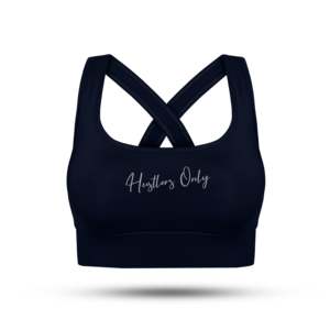 Soutien-gorge de sport dos nageur bleu marine sans coutures, écologique, respirant, à maintien moyen pour femme - Confortable pour la gym et le fitness, personnalisable - Product Image 1