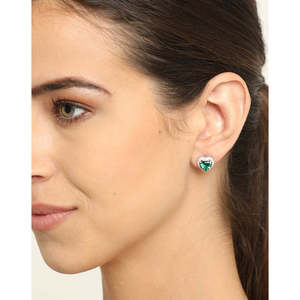 NOVAMART Fine Premium 925 <b>Sterling</b> <b>Silver</b> <b>Stud</b> Earrings for Women & Girls Heart Water Drop Shape with Princess Cut Diamond Bezel - Product Image 3