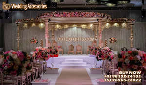 Mariage tamoul Muhurtham décoration de scène Canada Hall Grand décor de scène de mariage scène en fibre envoûtante pour mariage asiatique - Product Image 6