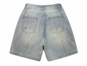 Design de broderie Streetwear personnalisé Shorts en jean épais 100% coton délavés à l'acide et délavés pour hommes - Product Image 2