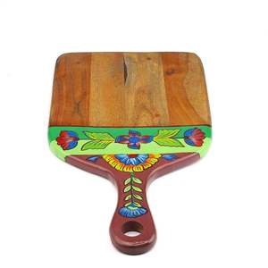 Hand Painted Acacia Wood Chopping Board with Handle for <b>Fruit</b> & <b>Vegetable</b> Preparation - Product Image 1