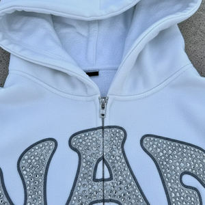 ชุดวอร์มวินเทจสไตล์ย้อนยุคแบบฟอกสี  ชุดลำลองสไตล์สตรีท  ชุดฮู้ดดี้และกางเกงวอร์มประดับคริสตัลแบบทำเก่า - Product Image 6