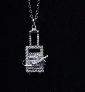 Custom Minimalist Diamond Pendant <b>Necklace</b> for Women Dainty Iced Charms Unique Travel Themed Fine Jewelry - Product Image 2