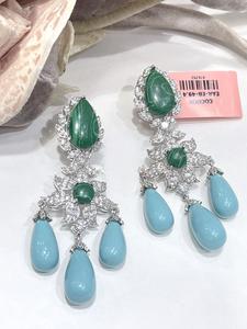 Boucles d'oreilles ethniques de qualité supérieure, finition argentée, pierres semi-précieuses, collection pour femmes et filles, pour les mariages - Product Image 3