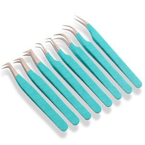 Vente en gros d'extensions de cils antistatiques professionnelles pince à épiler cils incurvés droits de qualité supérieure fournitures de sourcils en acier - Product Image 1