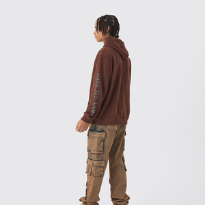 Sweat à capuche oversize pour homme, en coton lourd, uni, imprimé personnalisé, pull streetwear, vente en gros OEM - Product Image 6