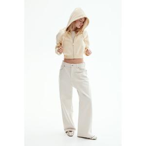 Sweat à capuche court pour femmes au toucher doux Bangladesh OEM ODM fournisseur personnalisé en vrac coton Spandex fermeture éclair séchage rapide sweat à capuche respirant - Product Image 2