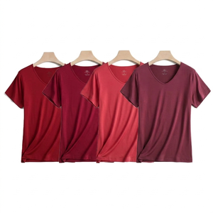 T-shirt pour homme à col en V, blanc, à carreaux, en modal, ultra-doux, respirant, plus absorbant, anti-transpiration - Product Image 5