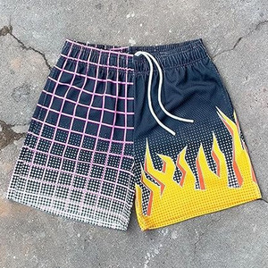 Venta al por mayor de pantalones cortos de baloncesto de malla de varias líneas de Hip-Hop de la calle de los hombres con cordón de moda Pantalones deportivos de Fitness hechos por los deportes de vestir - Product Image 5