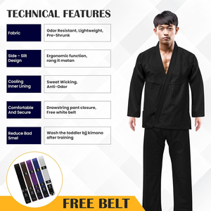 BJJ Gi enfants, Kimono brésilien Jiu Jitsu uniforme d'arts martiaux léger enfants Gi, gi d'entraînement pour enfants, uniforme jiu jitsu gi - Product Image 4