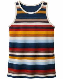 Camiseta sin mangas a rayas multicolor personalizada para hombre, chaleco informal de verano, tela suave, elástica y transpirable, ropa de gimnasio, venta al por mayor personalizada - Product Image 1