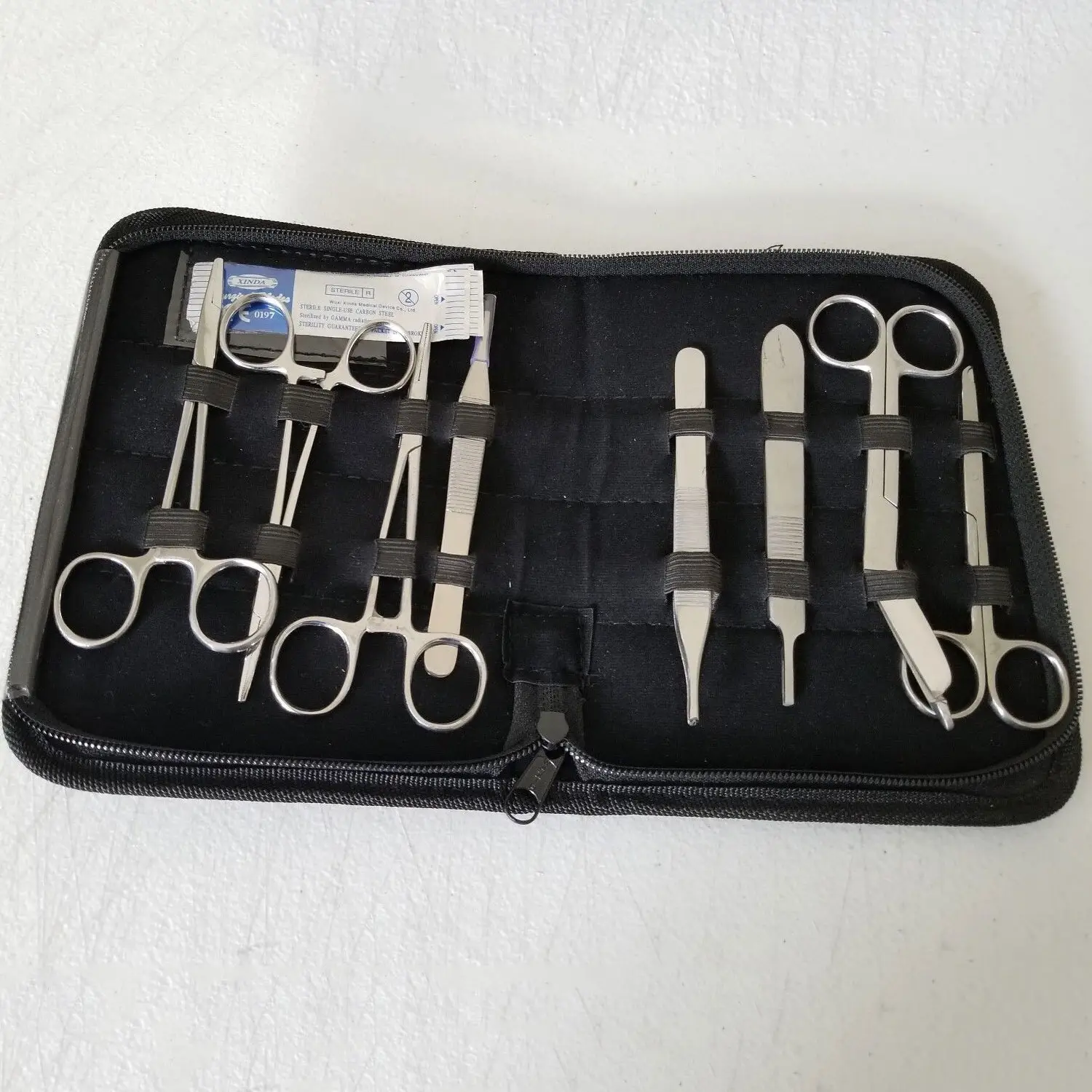 Veterinary Surgical Instruments Bandage Scissors Basic Dissecting Kit Adson Forceps Surgical Blades Hemostatic