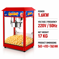 Machine à Popcorn Électrique Commerciale 8oz 1.6KW Rouge Style Rétro Cinéma en Acier Inoxydable pour Cinéma et Snack-bar - Offre Spéciale