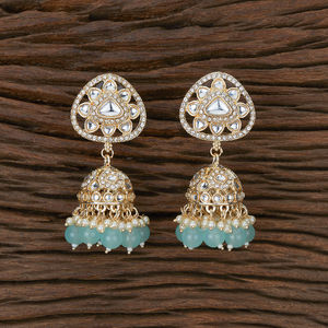Pendiente de cuentas estilo Indo Western Jhumki con chapado en oro 110047 mayoristas de joyería de moda en India - Product Image 6