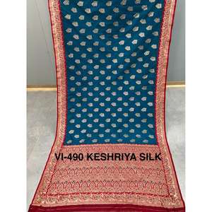 Sari en soie Kesariya de qualité supérieure, pour mariage, fête, festival, traditionnel indien, collection toutes saisons, disponible en gros, prix de gros, séchage rapide - Product Image 3