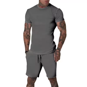 Haute qualité été hommes ensembles courts décontracté solide survêtement t-shirt et shorts pour hommes manches courtes ensembles de vêtements Service OEM - Product Image 4